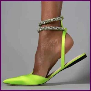 Damen Luxus Spitz zulaufend Flache Sandalen Sommer Neu Mode Solide Hausschuhe - Bild 1 von 27