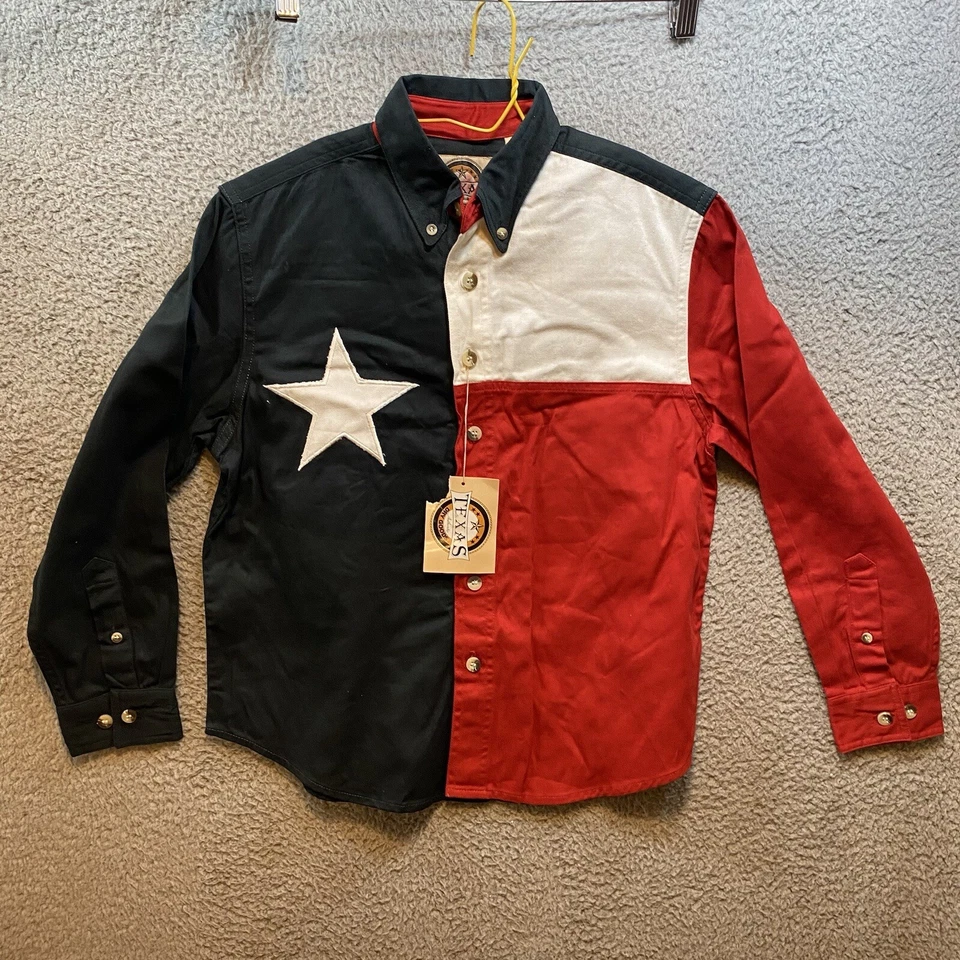 NWT Texas Dry Goods Texas Flag Pattern Mens Small Short Sleeve Flag Shirt - Image 1 of 4