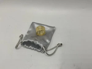 Diamonique Italia Prayer Ring 925 Sterling Gold Wide Cigar Thick Band Ring Sz 11 - Picture 1 of 6