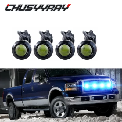 4x LED Blue Grille Light Universal Kit Fits Mercedes Benz C300 C350 2008-2010 - Image 1 of 4