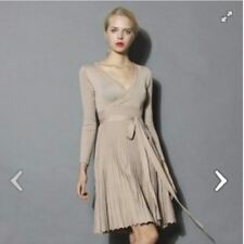 Knitted dress in nude Medium, V neck,  new with tags