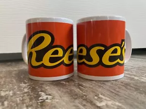 Reese’s Peanut Butter Coffee Cup Mugs White By Galerie Lot of 2 - Picture 1 of 5