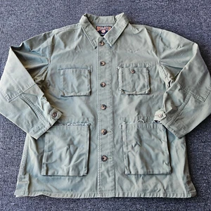 Duluth Trading Shirt Mens Large Shacket Coat 4 Pocket Frill Elbow Patch - Picture 1 of 7