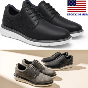 Men Casual Dress Shoes Formal Oxford Sneakers Lightweight Shoes Black Grey 8-13 - Picture 1 of 21