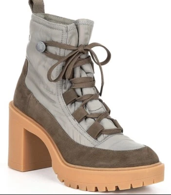 Nuevas botas de combate Dolce Vita Celida verde oliva de nailon con cordones para mujer Foto 1 de 4