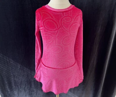 Hot Pink Silver Figure Skating Ice Skating Competition Dress - Image 1 of 4