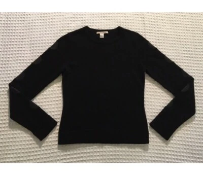 Suéter ALICE + OLIVIA 100% Cashmere gola redonda preto cinza bolinhas $495 P pequeno - Imagem 1 de 4