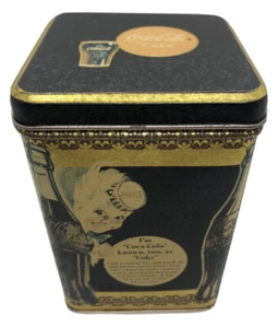 Collectible COCA COLA Advertising Tin "Known as Coke" Slogan Gold Black 1989 Vtg - Picture 1 of 9