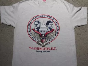 Vtg 1993 CLINTON GORE Gold Glitter Print T-SHIRT Mens XL President Inauguration - Picture 1 of 12