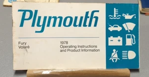 Guía manual de operadores de automóviles vintage 1978 Plymouth Fury Volare - Imagen 1 de 2