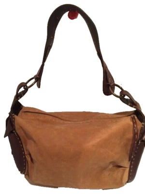 Bolso de Mano Henry Cuir Beguelin Gamuza Tostada con Borde de Cuero Marrón #1957 Foto 1 de 4