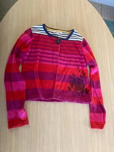 Kenzo Kids Cardigan Sweater Red Purple Pink Stripe 10 140 CM Flower Graphic - Picture 1 of 3