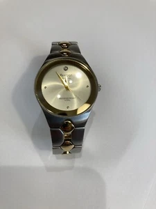 Armitron Diamond Watch Men 36mm Gold Silver Two Tone New Battery 6-3/4” - Picture 1 of 7