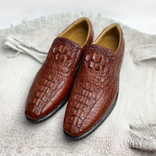 Handmade Men's Crocodile Moccasin, Leather Dress Loafer Formal Slip on Shoes