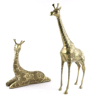 Giraffe Sculptures MCM Brass Pair Made In Korea - Fast Ship! - Image 1 of 4
