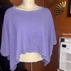 FREE PEOPLE We The Free CC Tee Oversized T Shirt Purple Boho Top Size M Cropped - Picture 1 of 13