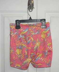 BCG Girls Moisture Wicking Side Pocket 4" Bike Shorts in Orange Swirl Small - Picture 1 of 4