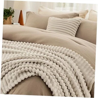  Edredón Talla 5 Piezas - Juego de Edredón Talla con King 02 - Rayas Caqui Foto 1 de 4