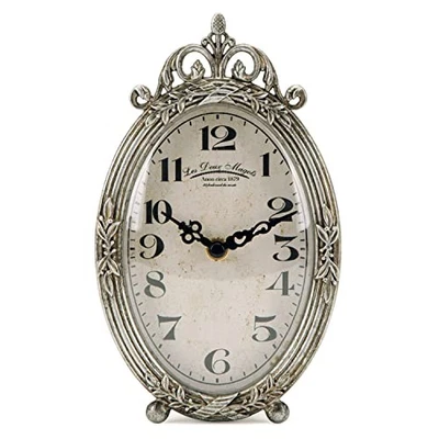  Vintage Table Clock, Silent Non-Ticking Battery Operated Desk Shelf Silver - Image 1 of 4