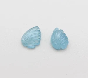 Aquamarine Gemstone Leaf Shape Engraving Natural Jewelry Making Collect - Picture 1 of 6
