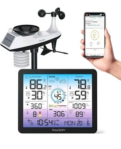Raddy VP7 Wetterstation kabellos Indoor Outdoor mit 7,4" digitalem Farbdisplay - Bild 1 von 3