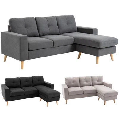 Ecksofa Eckcouch in L-Form, Eckgarnitur in Leinenoptik Couchgarnitur - Bild 1 von 4