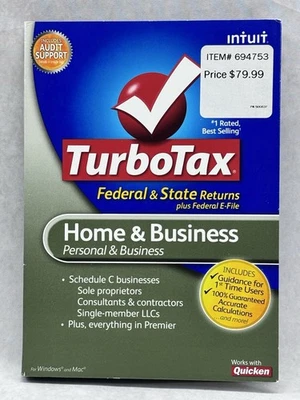 TurboTax Home & Business 2010 Federal State PC Mac CD New Sealed - Image 1 of 4