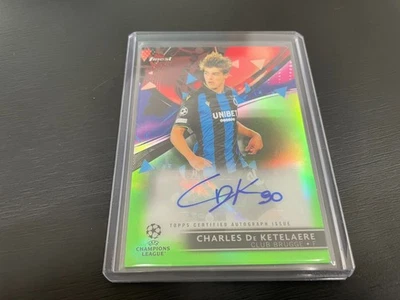 CHARLES DE KETELAERE 2022 TOPPS FINEST UEFA CHAMPIONS LEAGUE GREEN AUTO 05/99 - Image 1 of 2