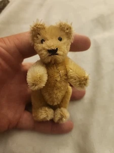 VINTAGE Miniatur Steiff Mohair Teddy Baby Bär goldenes Mohair 3,5 Zoll KEIN AUSWEIS süß! - Bild 1 von 5