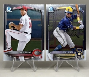2025 Bowman Chrome #BCP-50 Jesus Made 1st Bowman and #BCP-122 Chase Burns - Picture 1 of 4