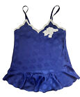 Vintage Victoria Secret Gold Label Nighty Slip Mini Dress Sissy Med Royal Blue