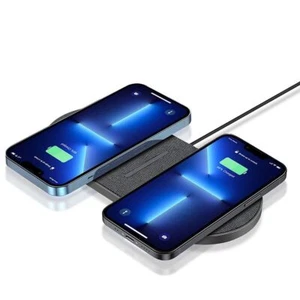 2in1 Dual 20W Wireless Charger Pad Charging Mat For iPhone 16 15 Pro Samsung S25 - Picture 1 of 15