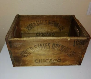 Antique United States Brewing Co Chicago Wood Fine Lager Beer Shipping Crate Box - Picture 1 of 12