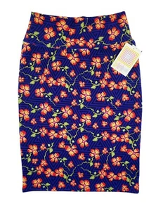 LuLaRoe Skirt Pencil Pull On Stretch Floral Print Blue Cassie Womens XS - Picture 1 of 8