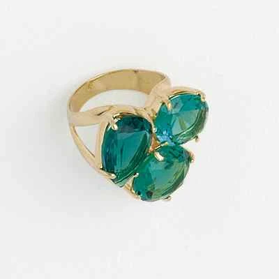 Anillo Relleno de Oro Amarillo con Circonita Cúbica Verde, Joyería de Cóctel para Mujer Foto 1 de 4