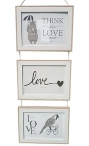Triple Hanging Picture Frame,Vertical Collage Picture Frames,Rustic Wood Picture - Picture 1 of 3