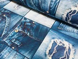 DIGI Azul Denim Jeans Efecto Tela Cortina Tapicería Algodón 280cm Extra Ancho - Imagen 1 de 10