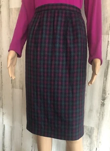 vtg Weathervane Wool Blend Skirt Sz 6 Plaid Chevron Lined Union Made USA - Picture 1 of 14