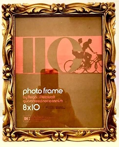 Vintage IIC Regal Metalcraft Ornate Gold Gilt Faux Wood 8x10 Photo Frame USA1972 - Picture 1 of 14