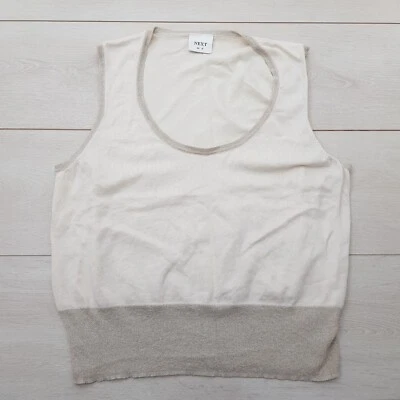 NEXT Summer Cropped Tank Top Size 18 Beige Stretch Glitter Sleeveless Casual - Image 1 of 4
