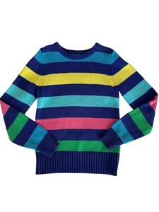 Children’s Place Sweater Knit Striped Crewneck Blue Yellow Pink Girls L 10/12 - Picture 1 of 11