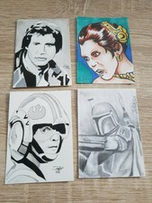 Star Wars Sketch Cards Various Artists Lot ( 4 Cards )