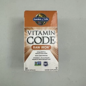 Garden of Life Vitamin Code Raw Iron 30 Vegan Capsules Gluten-Free NEW - Picture 1 of 4