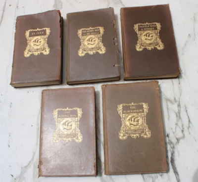 Antique 1900s Robert Louis Stevenson 5 Vol. Collect Works Leather Bound Scribner - Image 1 of 4