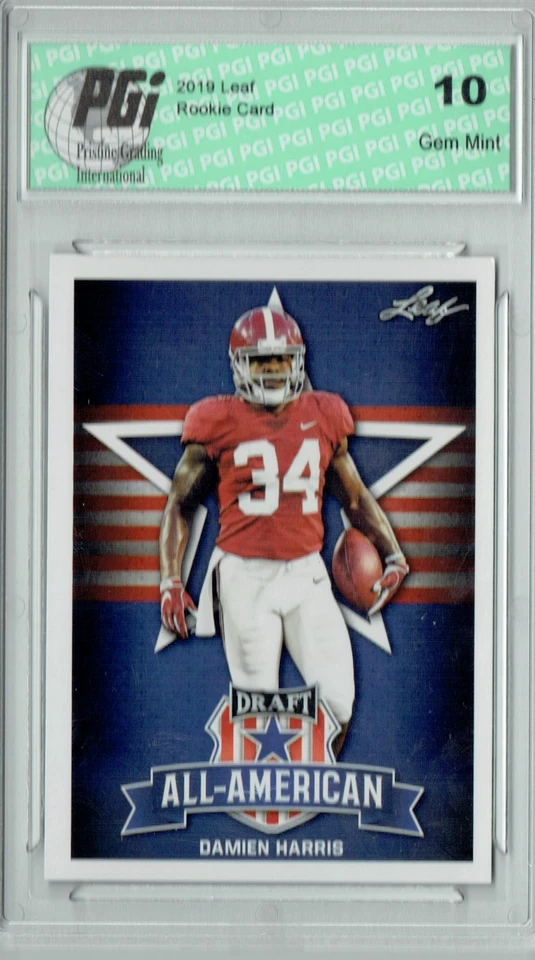 Damien Harris 2019 Leaf Draft #77 All-American Rookie Card PGI 10 - Image 1 of 1