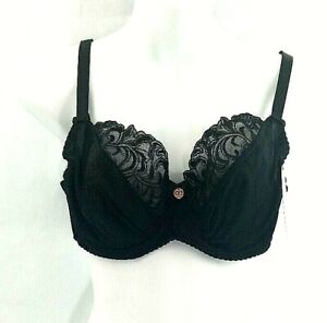Gorsenia K378 Victoria Black Embroidery Non-Padded Underwired Full Cup Bra 38C