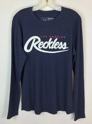 Camisa Y&R Para Hombre Mediana Imprudente Los Ángeles Azul Pullover Acanalado Manga Larga  Foto 1 de 3