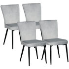 Esszimmerstuhl, 4er-Set Küchenstühle, Essstuhl mit Rückenlehne, Samtoptik Grau