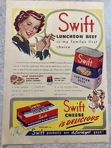 Anuncio impreso retro vintage original Swift Luncheon Beef años 50  - Imagen 1 de 5