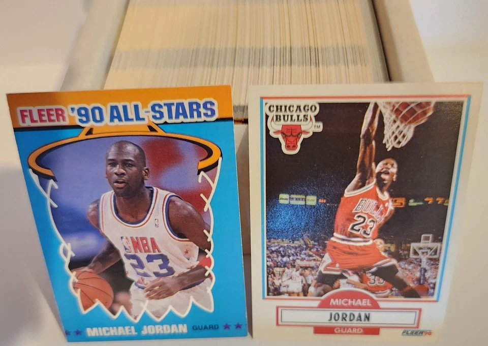 Juego completo de 210 cartas de baloncesto Fleer 1990-91 All Stars casi nuevo-como nuevo Jordan Bird Pipen Foto 1 de 3